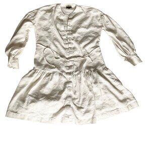 ALEX MARIE Linen blend long sleeve mini dress beige strip SZ2 bust 38in M